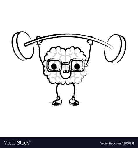 Cartoon With Glasses Train The Brain Happy Vector Image