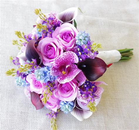 Wedding Purple Mix Of Fuchsia And Blue Lilac Natural Touch Orchids