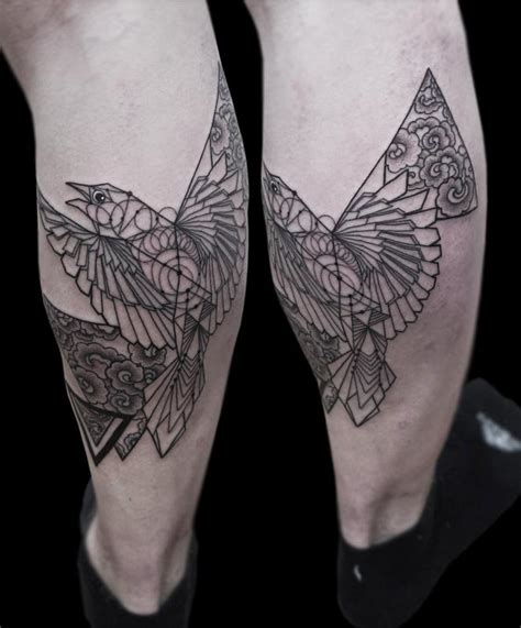 Fineline Dotwork Geometric Bird Tattoo By Obi Tattoonow