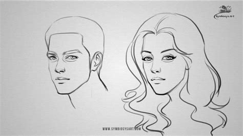 How To Draw A Male And Female Face Youtube