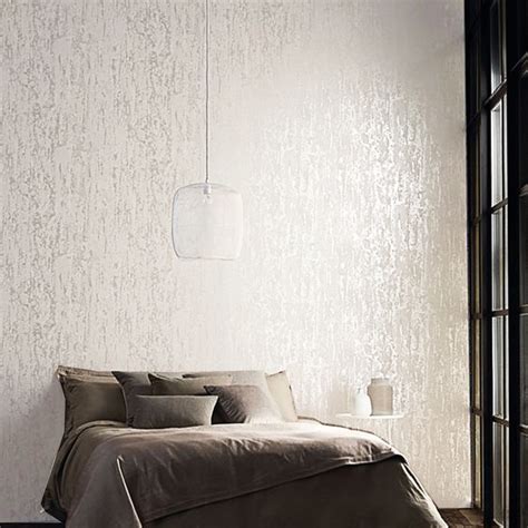 Plain Solid White Wallpaper For Bedroom Walls Thick Embossed Texture
