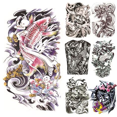 2016 2015 Fashion Large Sexy Tattoo Skull Temporary Body Arm Stickers Removable Waterproof