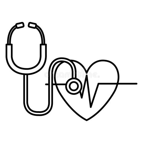Heart Cardio With Stethoscope Stock Vector Illustration Of Instrument