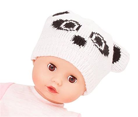Gotz Muffin Happy Panda Bald Baby Doll In Pink Outfit With Brown