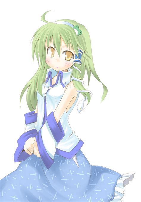 Safebooru Bad Id Blush Detached Sleeves Frog Green Hair Highres