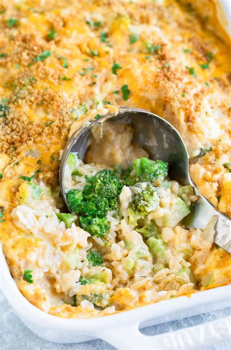 Broccoli, cheese & rice casserole. Cheesy Broccoli Rice Casserole - We Love this Vegetarian Recipe!