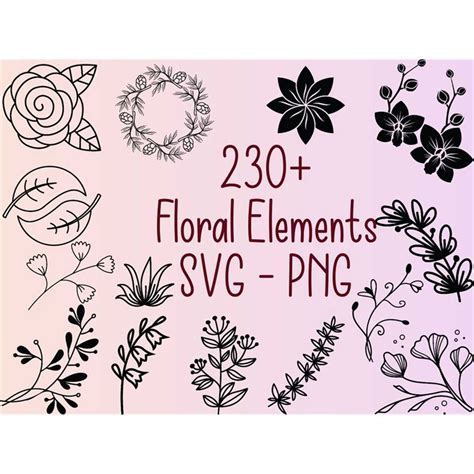 230 Design Floral Elements Svg Bundle Floral Svgflower Svg Inspire