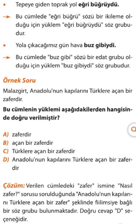 8. sınıf yüklem nedir 7