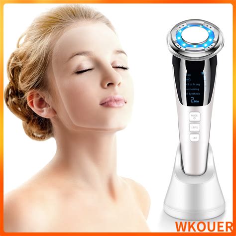 Wkouer Ultrasonic 7 In 1 Beauty Device Led Light Therapy Anti Aging