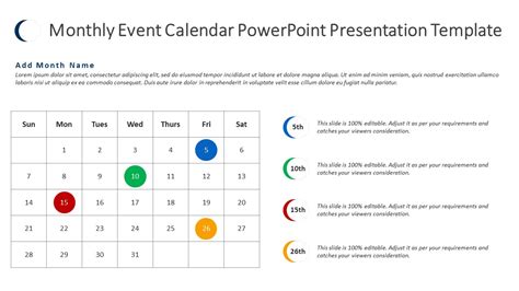 Monthly Event Calendar Powerpoint Presentation Template