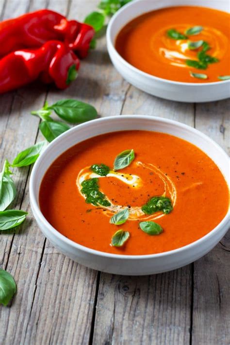 Roasted Red Pepper Soup Creamy Healthy And Delicious Inside The