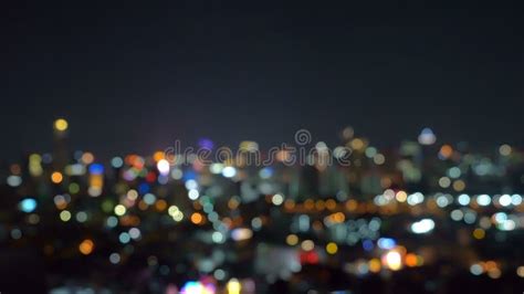 Bokeh Background Of Skyscraper Buildings In City With Lights Blurry