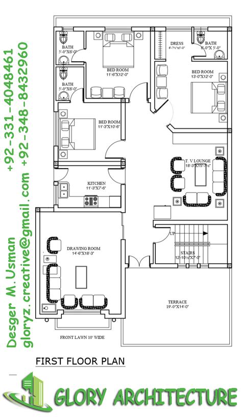 40x80 House Plan 10 Marla House Plan 12 Marla House Plan Glory
