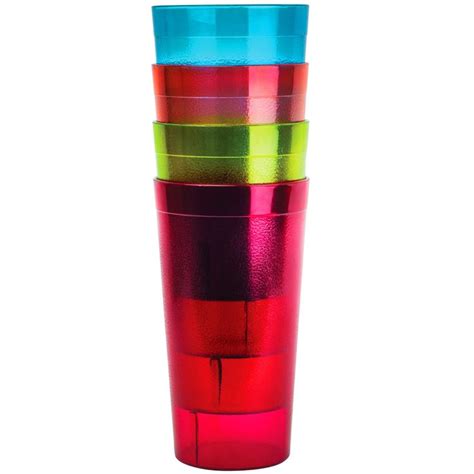 Kryllic Plastic Tumblers Set Of 16 Color Plastic Drinking Glasses 20 Oz Assorted Colors Plastic