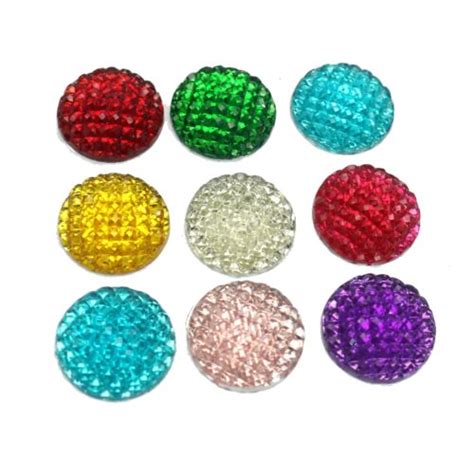 250 Mixed Color Flatback Resin Dotted Dome Rhinestone Cabochon Gems