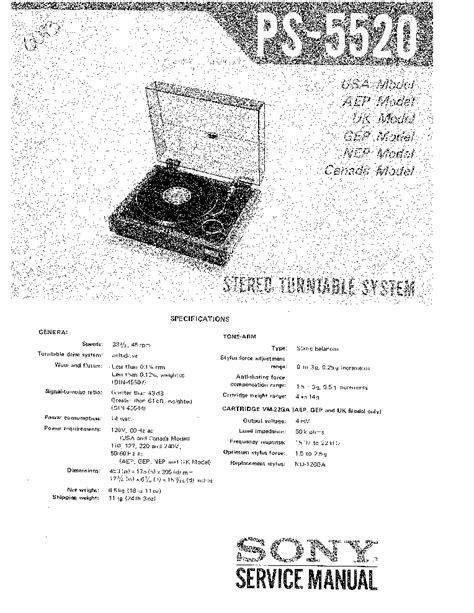 Sony Ps 5520 Turntable Service Manual Download Schematics Eeprom