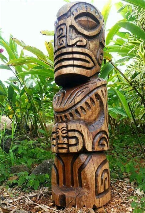 Tiki Polynésien Art Polynésienne Sculpture à La Tronçonneuse