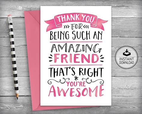 Thank You Cards Friendship Cards Thank You Friend Friend
