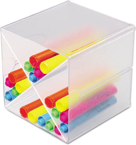 Deflecto 350201 Desk Cube With X Dividers Clear Plastic