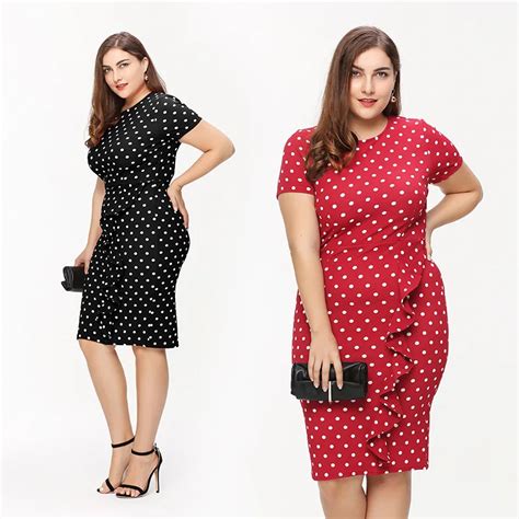 Qmgood Black Red Polka Dot Dress Women Summer Casual Bodycon Sexy Ruffle Elegant Midi Club Party