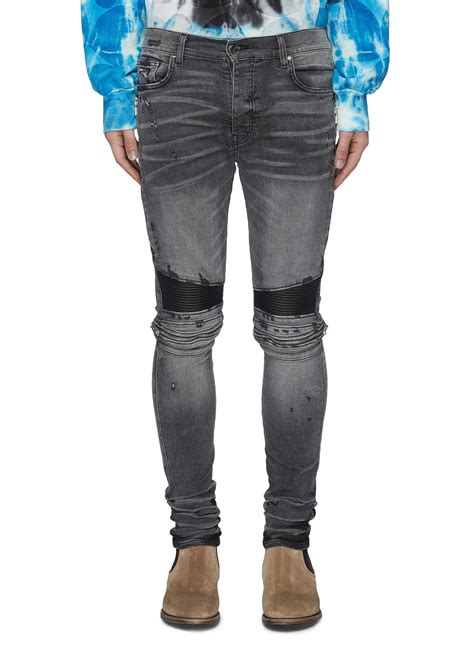 Amiri Mx2 Zip Detail Skinny Jeans In Gray For Men Lyst