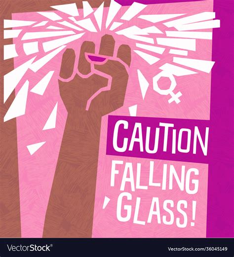 Breaking Glass Ceiling Feminist Poster Royalty Free Vector