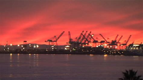 Sunset Over Long Beach Harbour Long Beach California