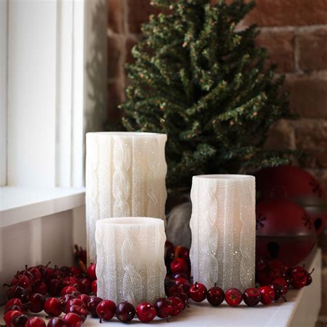 Knitted Sweater Flameless Candle Candles Holiday Candles Pillar Candles