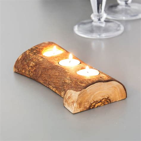 Rustic Olive Wood Tea Light Holder By The Rustic Dish
