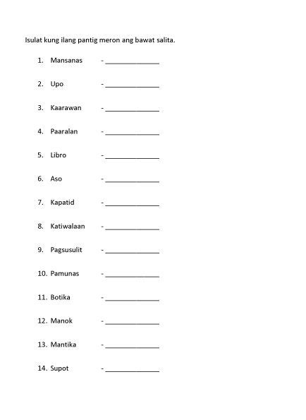 Filipino Worksheet Pagpapantig Worksheets Grade 1 1st Grade