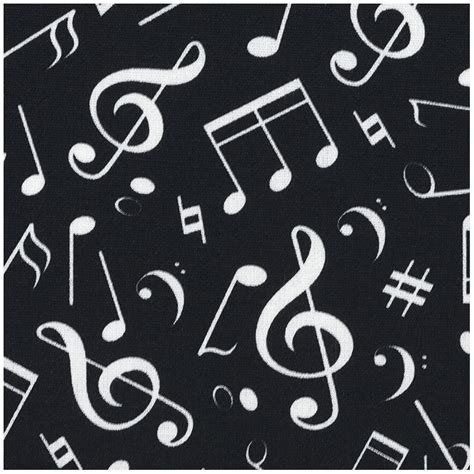 Black Musical Notes Fabric