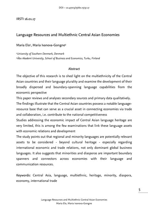 PDF Language Resources And Multiethnic Central Asian Economies