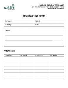 Toolbox Talk Template Printable