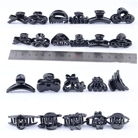 10 mixed small plastic black hair clips hairpin claws clamps match for jeans wear or evening