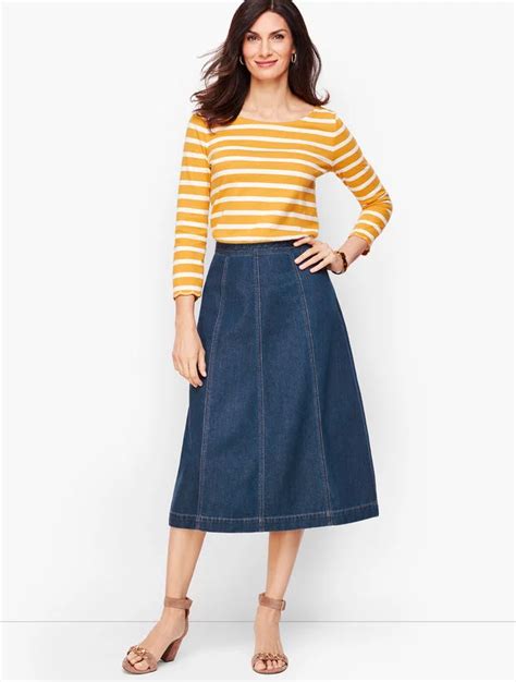 Denim A Line Midi Skirt Skirts Modest Casual Outfits Midi Skirt