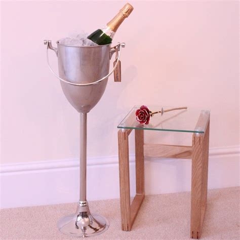 Floor Standing Champagne Ice Bucket Nickel Plated Crystal Edge Champagne Buckets Restaurant