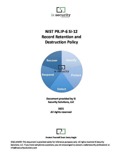 Nist Cybersecurity Policy Si Record Retention And Destruction