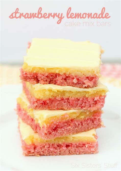 Strawberry Lemonade Cake Mix Bars Recipe Six Sisters Stuff