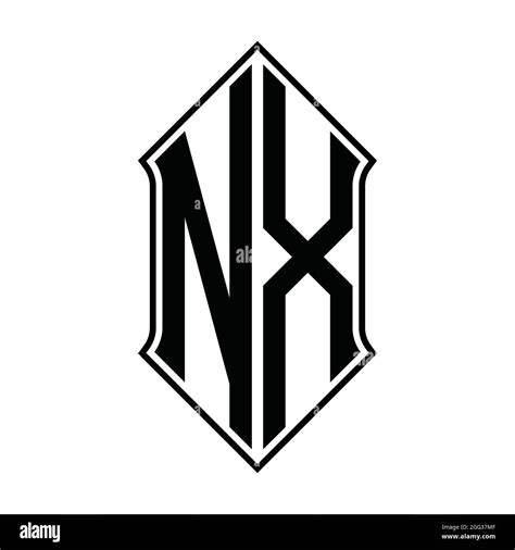 Nx Logo Monograma Con Forma De Pantalla Y Diseño De Contorno Negro