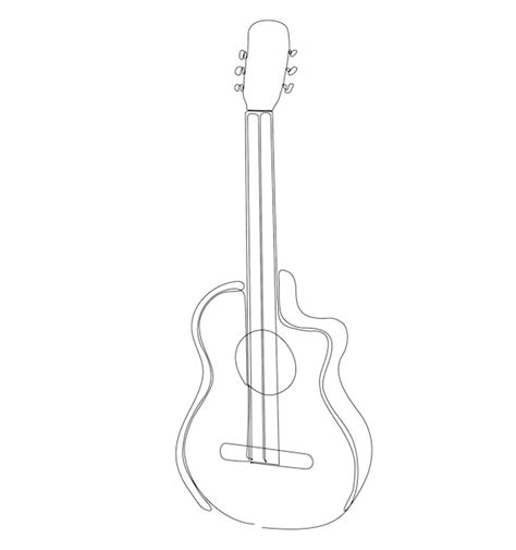 Guitare Acoustique Dessin Au Trait Continu Illustration Vectorielle