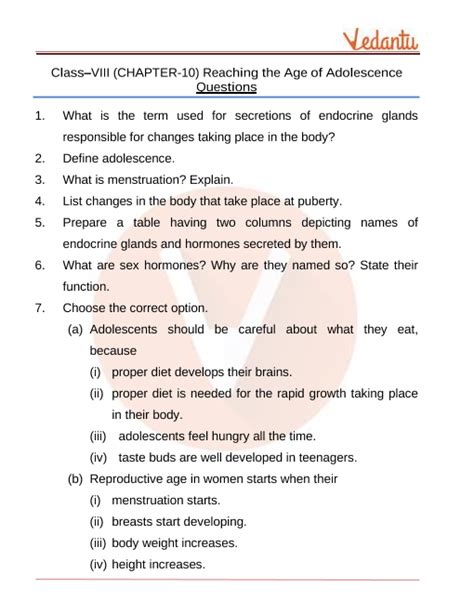 Ncert Solutions For Class 8 Science Chapter 10 Reaching The Age Of