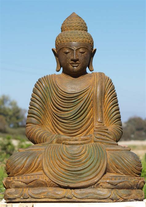 Sold Stone Meditating Buddha Garden Statue 32 69ls51