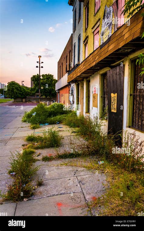 Abandoned Storefronts In Old Town Mall Baltimore Maryland Stock Photo