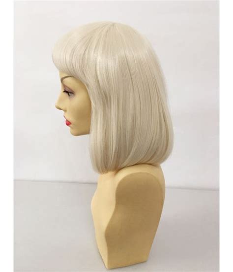 Platinum Blonde Bob Wig With Bangs Vintage Wigs Star Style Wigs Uk