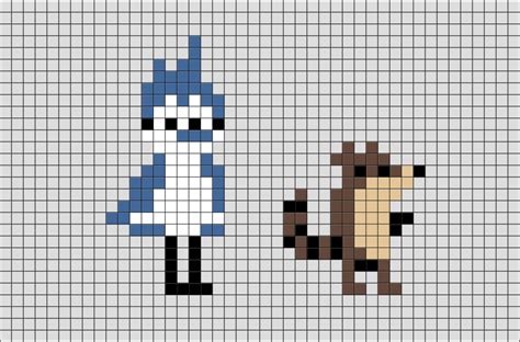 The Regular Show Rigby And Mordecai Pixel Art Pixel Art Pixel Art