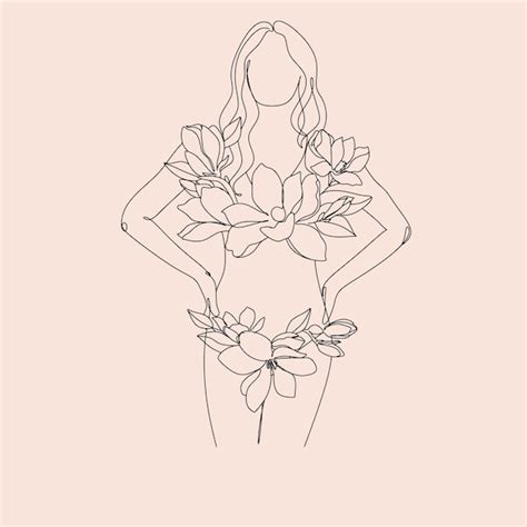 Premium Vector Nude Woman With Butterfly Or Flowers One Line Art Vector