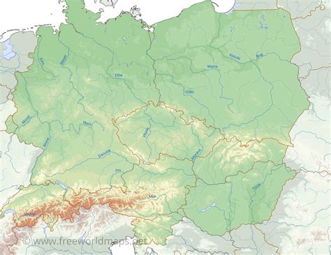 Central Europe Physical Map