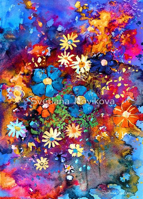 Vibrant Abstract Flowers Painting By Svetlana Novikova Redbubble