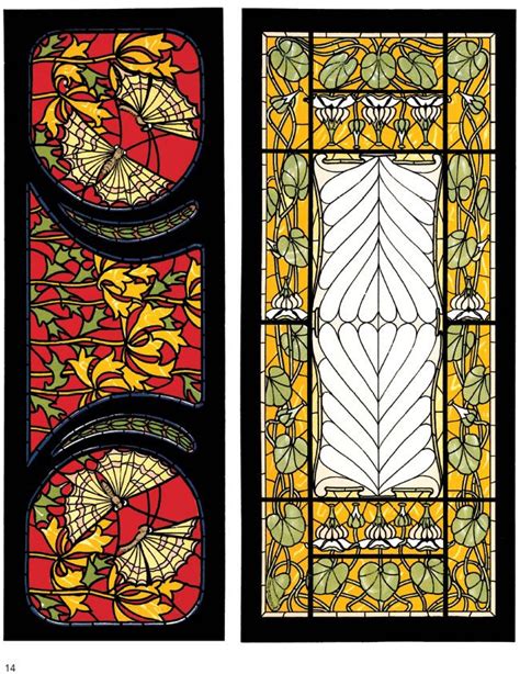 Free Printable Stained Glass Art Nouveau Windows Dover Publications Art Nouveau Illustration