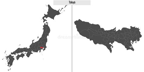 Map Of Tokyo Prefecture Of Japan Stock Vector Illustration Of Greater